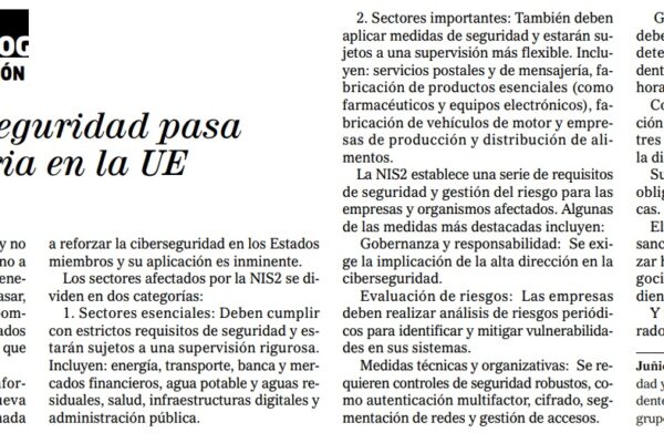 Sala de prensa “NIS2: la ciberseguridad pasa a ser obligatoria en la UE”