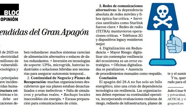Sala de prensa: Lecciones aprendidas del gran apagón